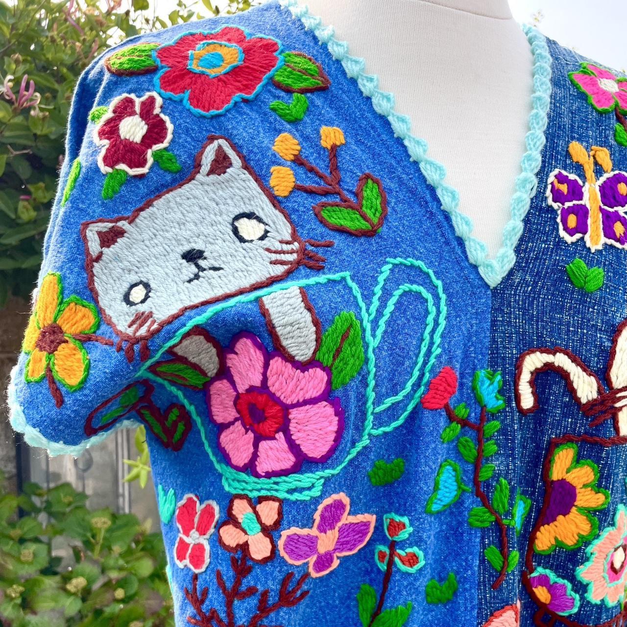 Vintage Cat Hand Embroidered Dress