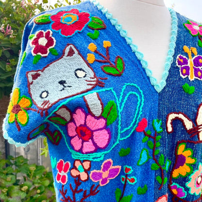 Vintage Cat Hand Embroidered Dress