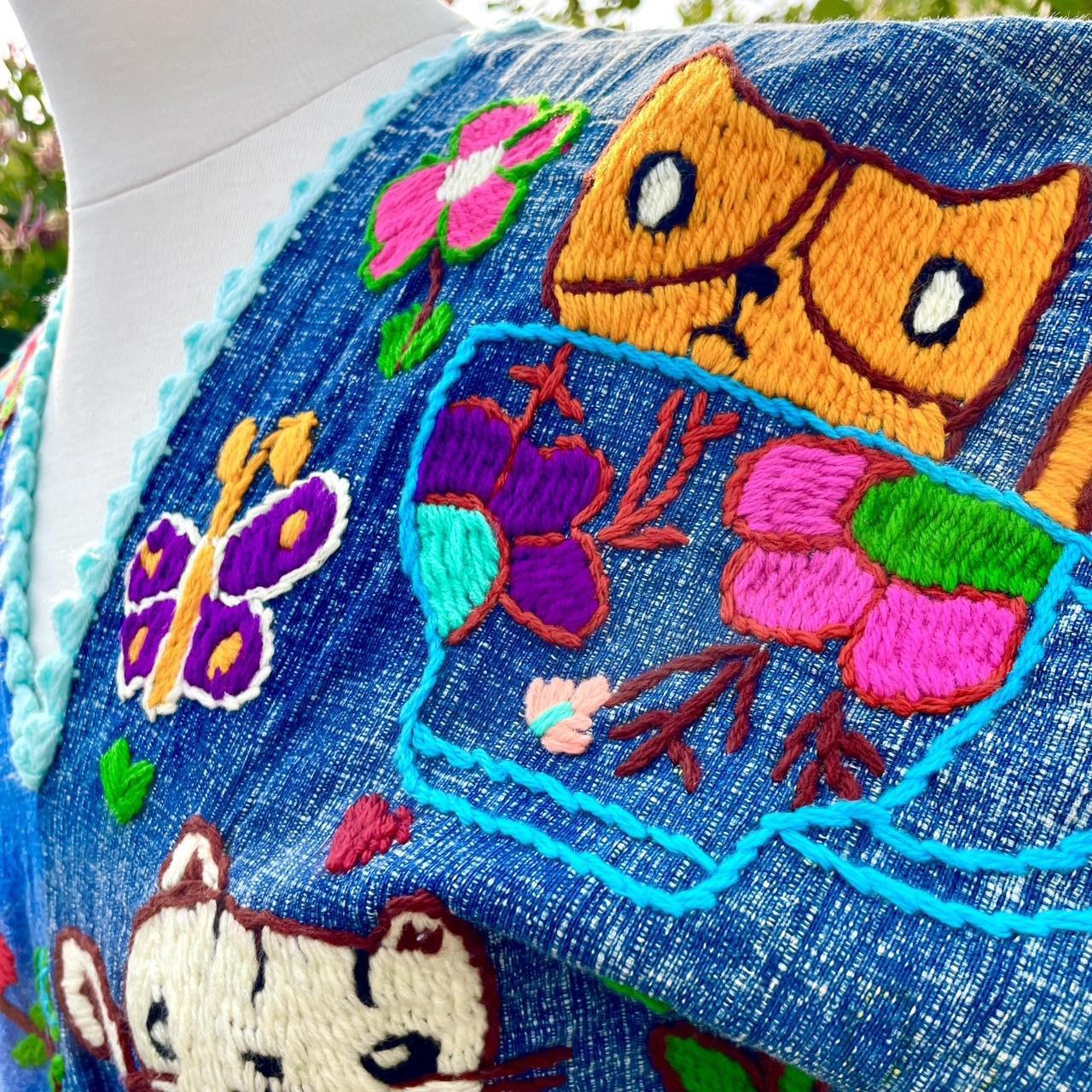 Vintage Cat Hand Embroidered Dress