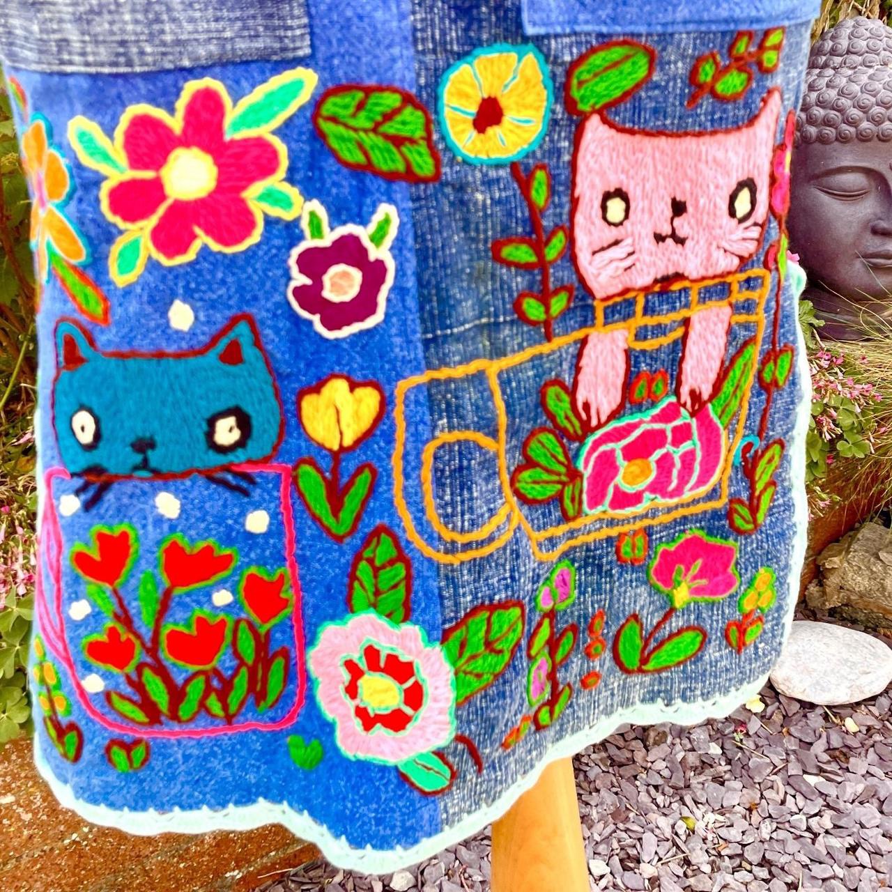 Vintage Cat Hand Embroidered Dress