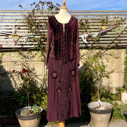 Vintage Burgundy Skirt/Top  Set