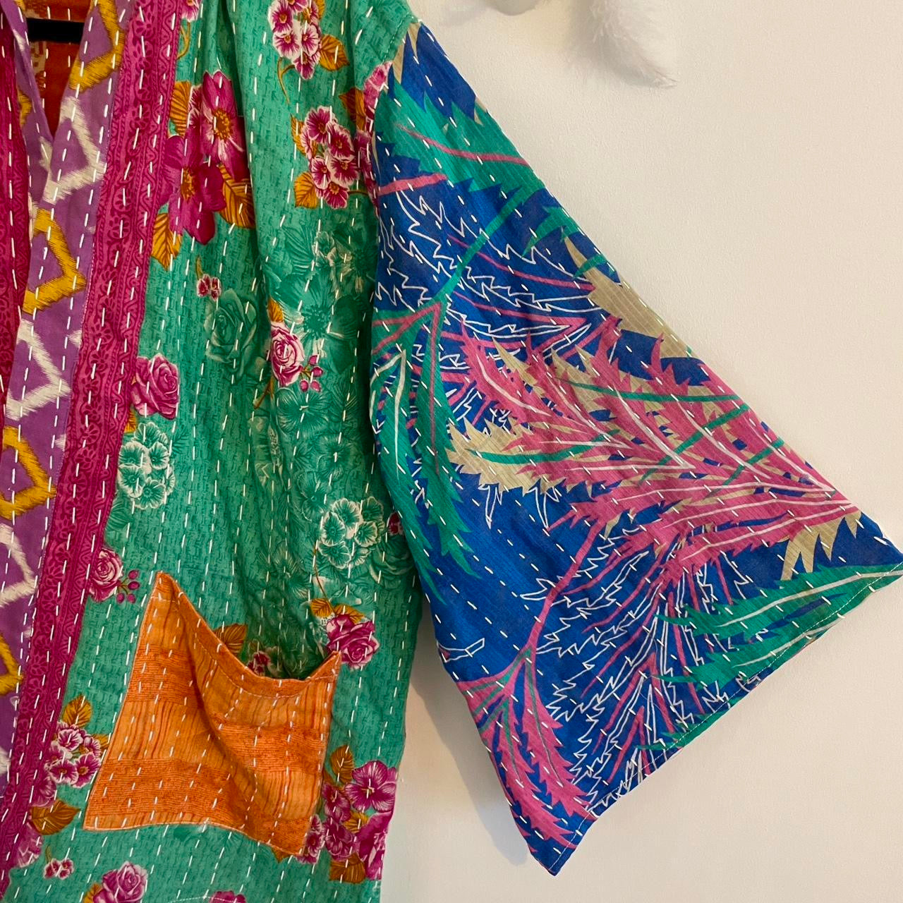 Unisex Vintage Kantha Hooded Jacket