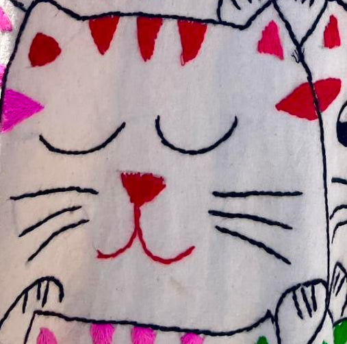 Vintage Hand Embroidered Cat Dress