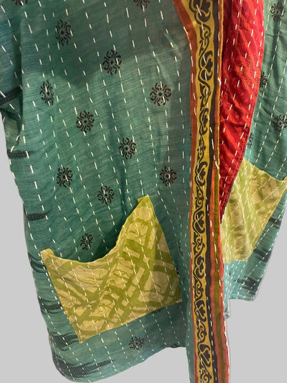 Vintage Reversible Kantha Hooded Jacket Unisex