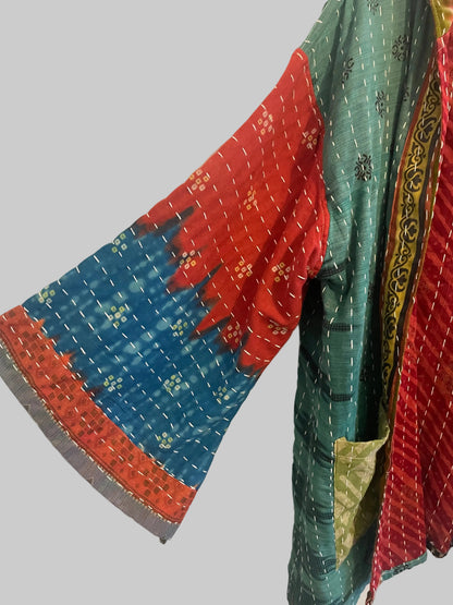 Vintage Reversible Kantha Hooded Jacket Unisex