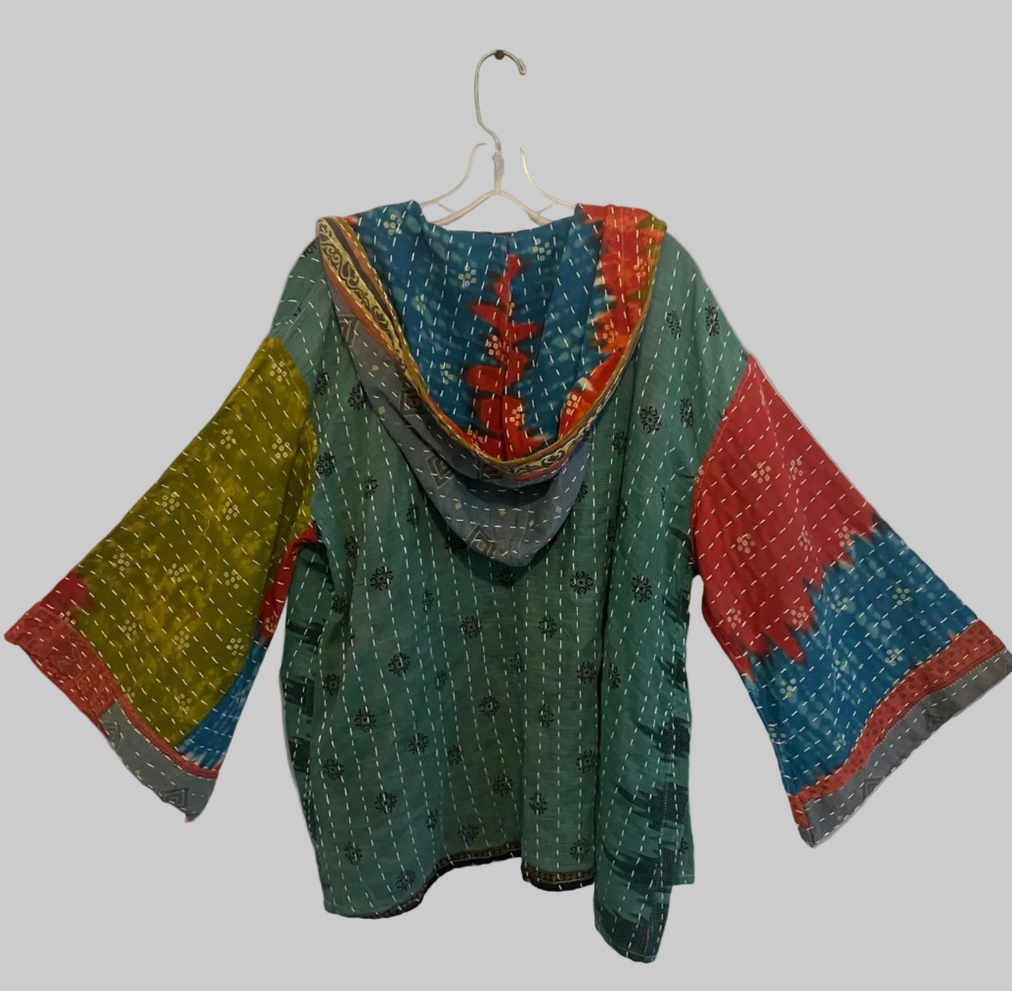 Vintage Reversible Kantha Hooded Jacket Unisex