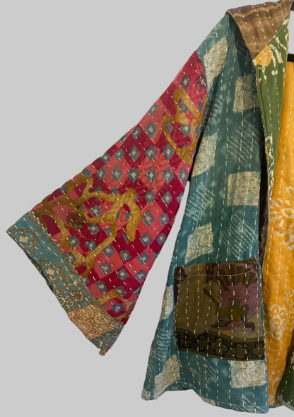Vintage Reversible Kantha Hooded Jacket Unisex