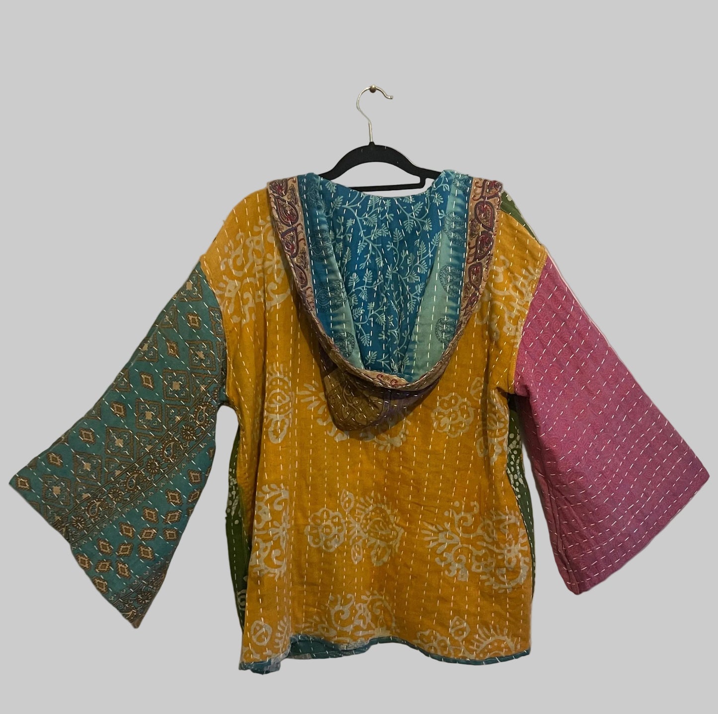 Vintage Reversible Kantha Hooded Jacket Unisex