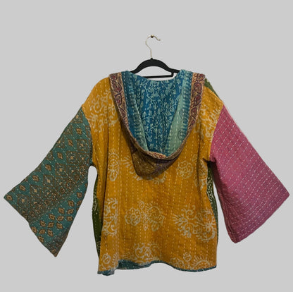 Vintage Reversible Kantha Hooded Jacket Unisex
