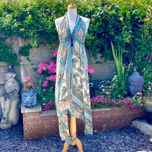 Recycled Sari Halter Neck Dress
