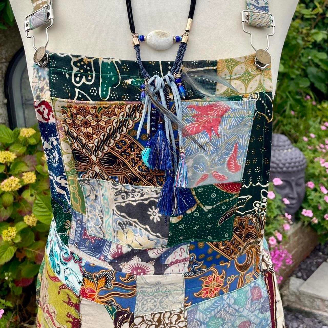 Vintage Batik Dungaree Shorts / Playsuit Size S/M