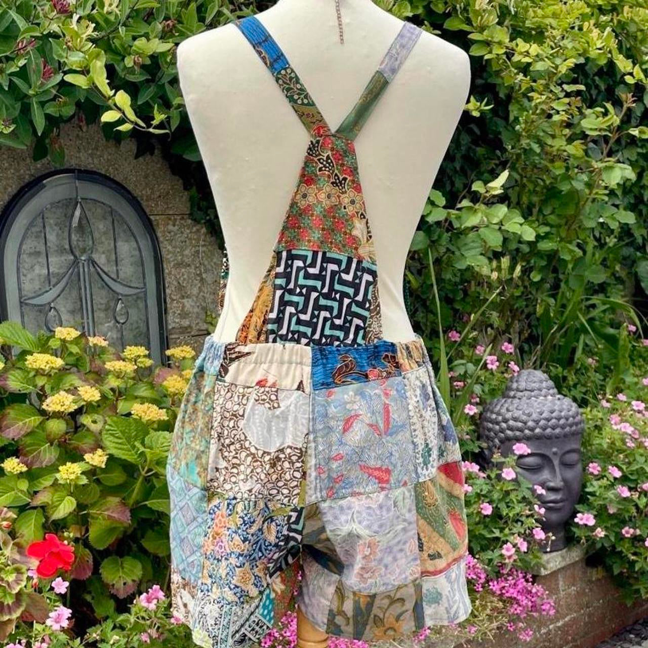 Vintage Batik Dungaree Shorts / Playsuit Size S/M