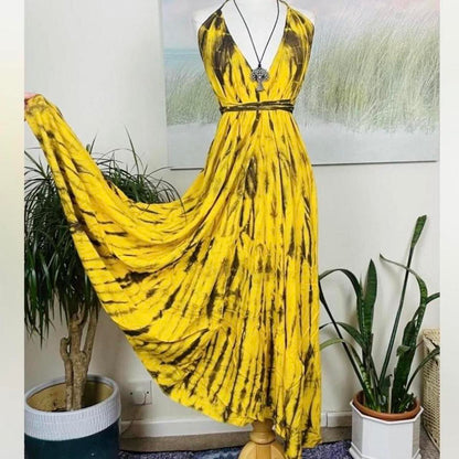 Tie-Dye Halter Neck Maxi Dress