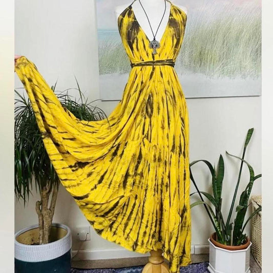 Tie-Dye Halter Neck Maxi Dress