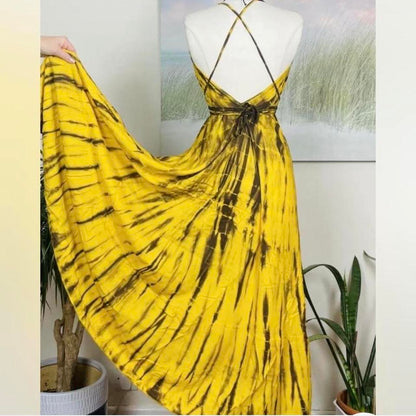 Tie-Dye Halter Neck Maxi Dress