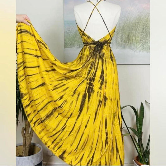 Tie-Dye Halter Neck Maxi Dress