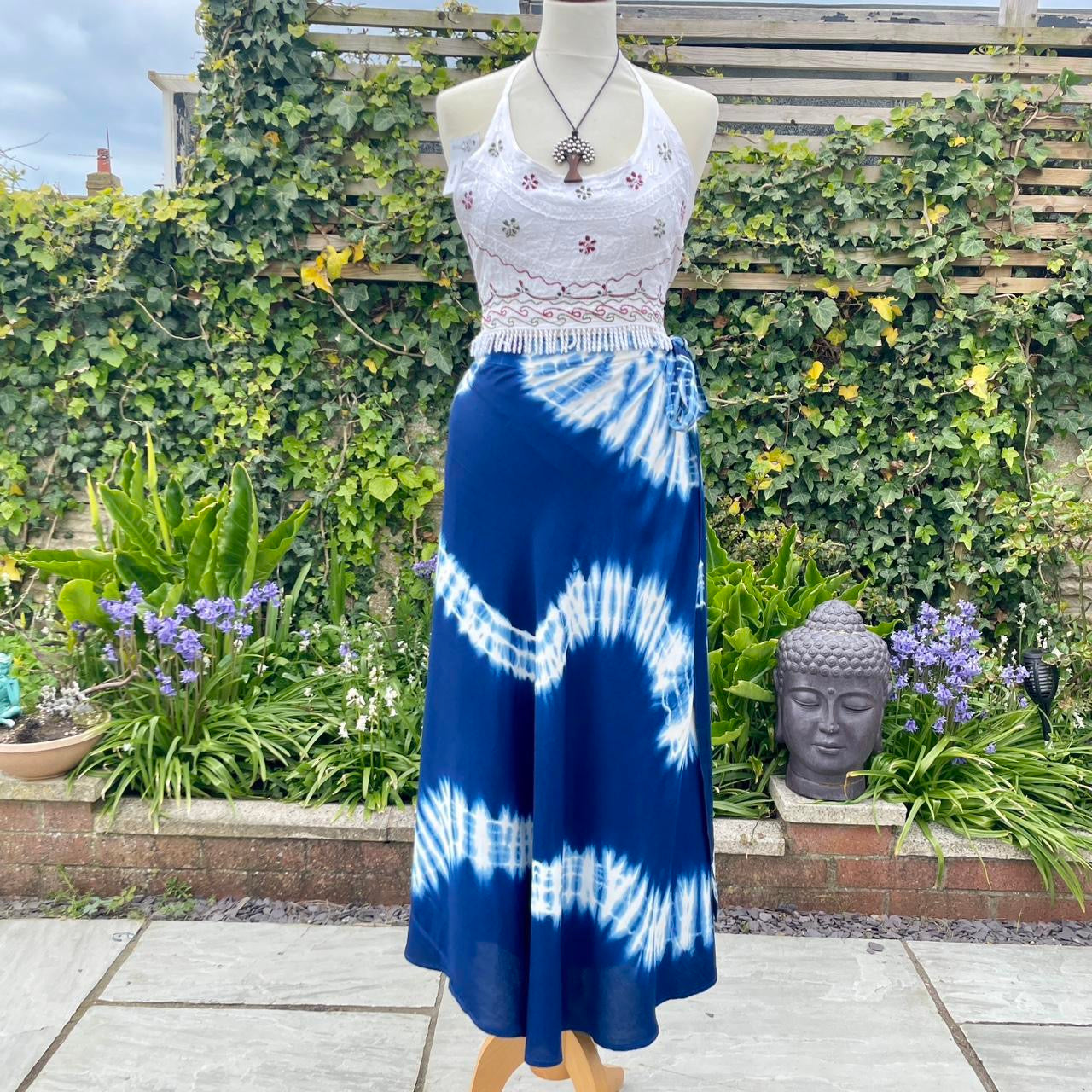 Indigo Tie-Dye Wrap Skirt