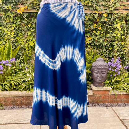 Indigo Tie-Dye Wrap Skirt