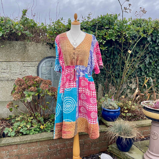 Vintage Indian Kantha Midi Dressing
