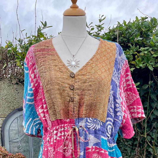 Vintage Indian Kantha Midi Dressing