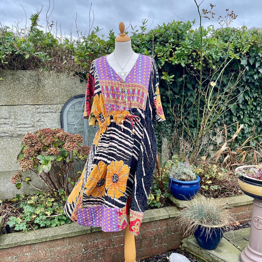 Vintage Indian Kantha Midi Dress