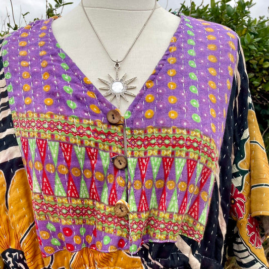 Vintage Indian Kantha Midi Dress
