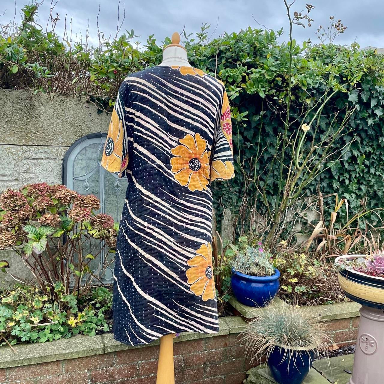 Vintage Indian Kantha Midi Dress