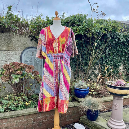 Vintage Indian Kantha Midi Dress