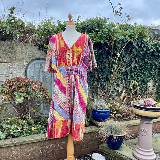 Vintage Indian Kantha Midi Dress