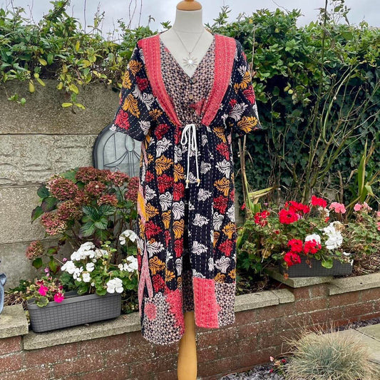 Vintage Indian Kantha Midi Dress