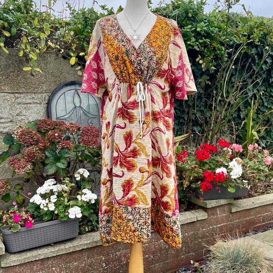Vintage Reversible Indian Kantha Midi Dress