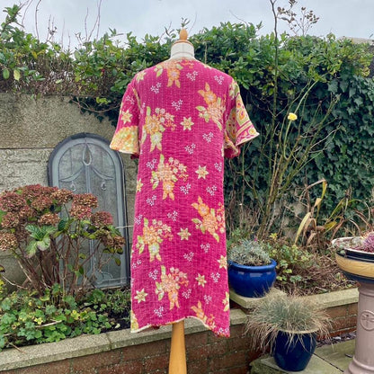 Vintage Reversible Indian Kantha Midi Dress