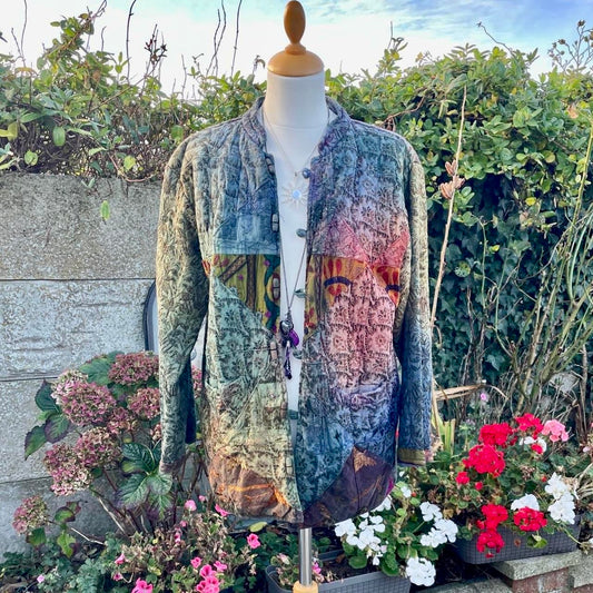 Vintage Tie Dye Embroidered Patchwork Jacket