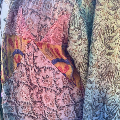 Vintage Tie Dye Embroidered Patchwork Jacket