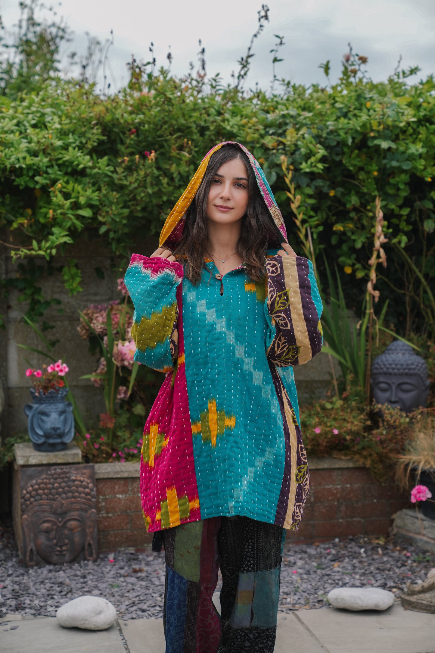 Vintage Reversible Kantha Hoodie