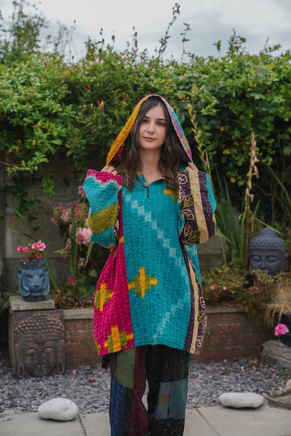 Vintage Reversible Kantha Hoodie