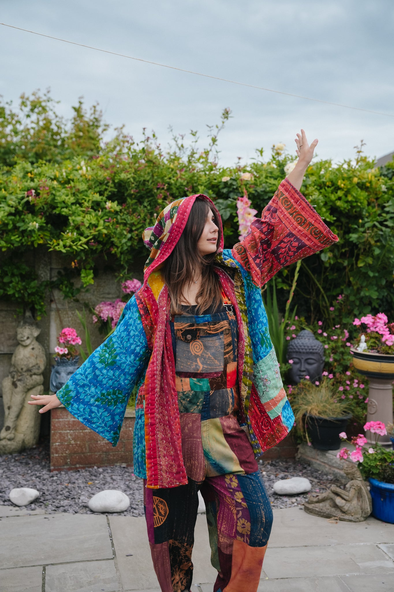 Unisex Vintage Kantha Hooded Jacket