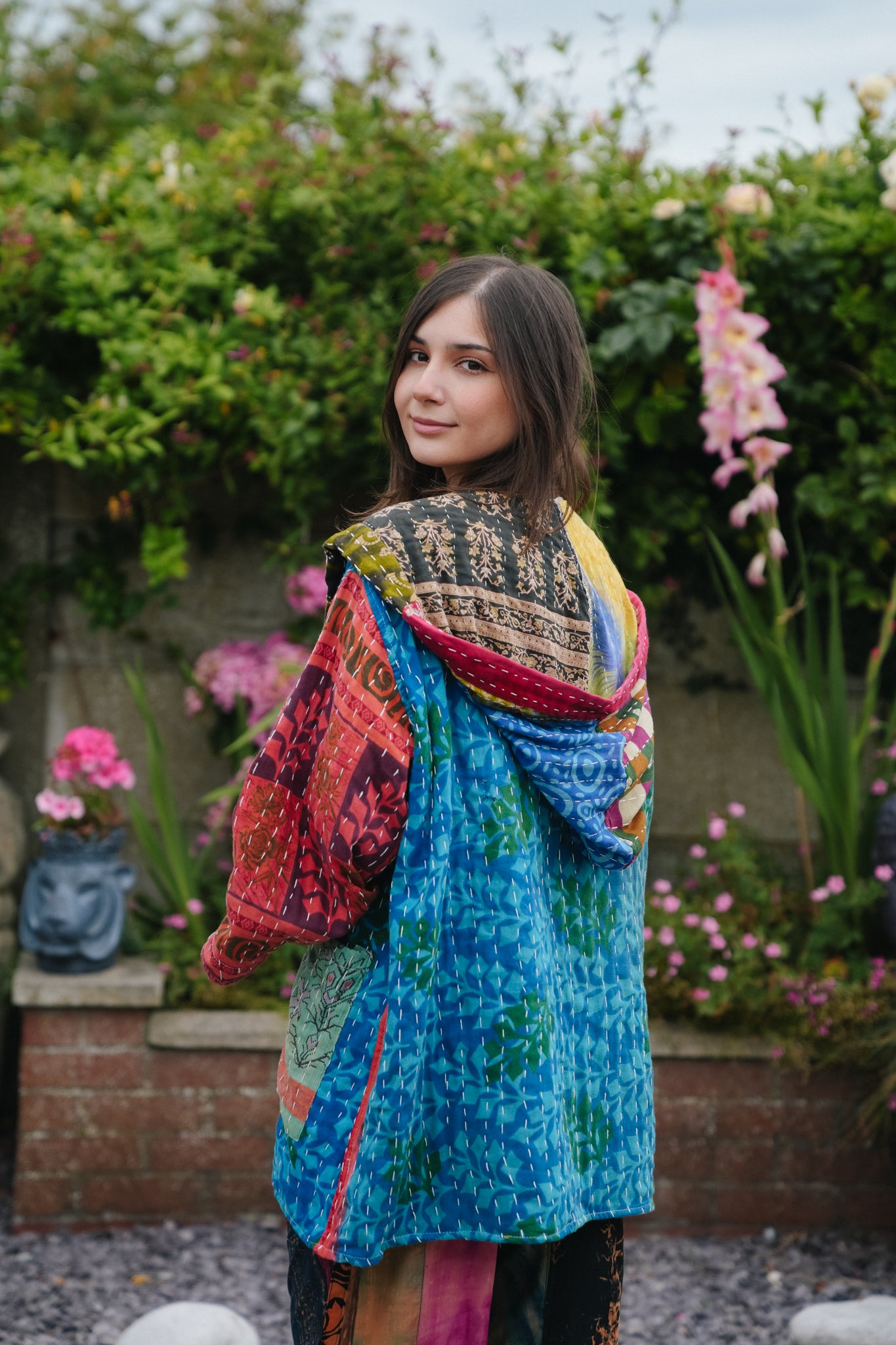 Unisex Vintage Kantha Hooded Jacket