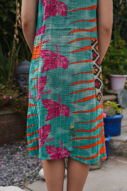 Vintage Reversible Kantha Straight Midi Dress
