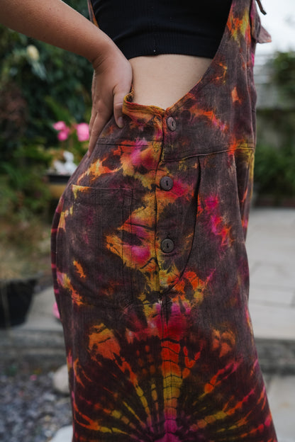 Indian Tie Dye Dungarees Drop Crotch, Stonewashed