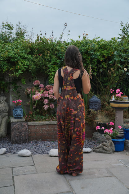 Indian Tie Dye Dungarees Drop Crotch, Stonewashed