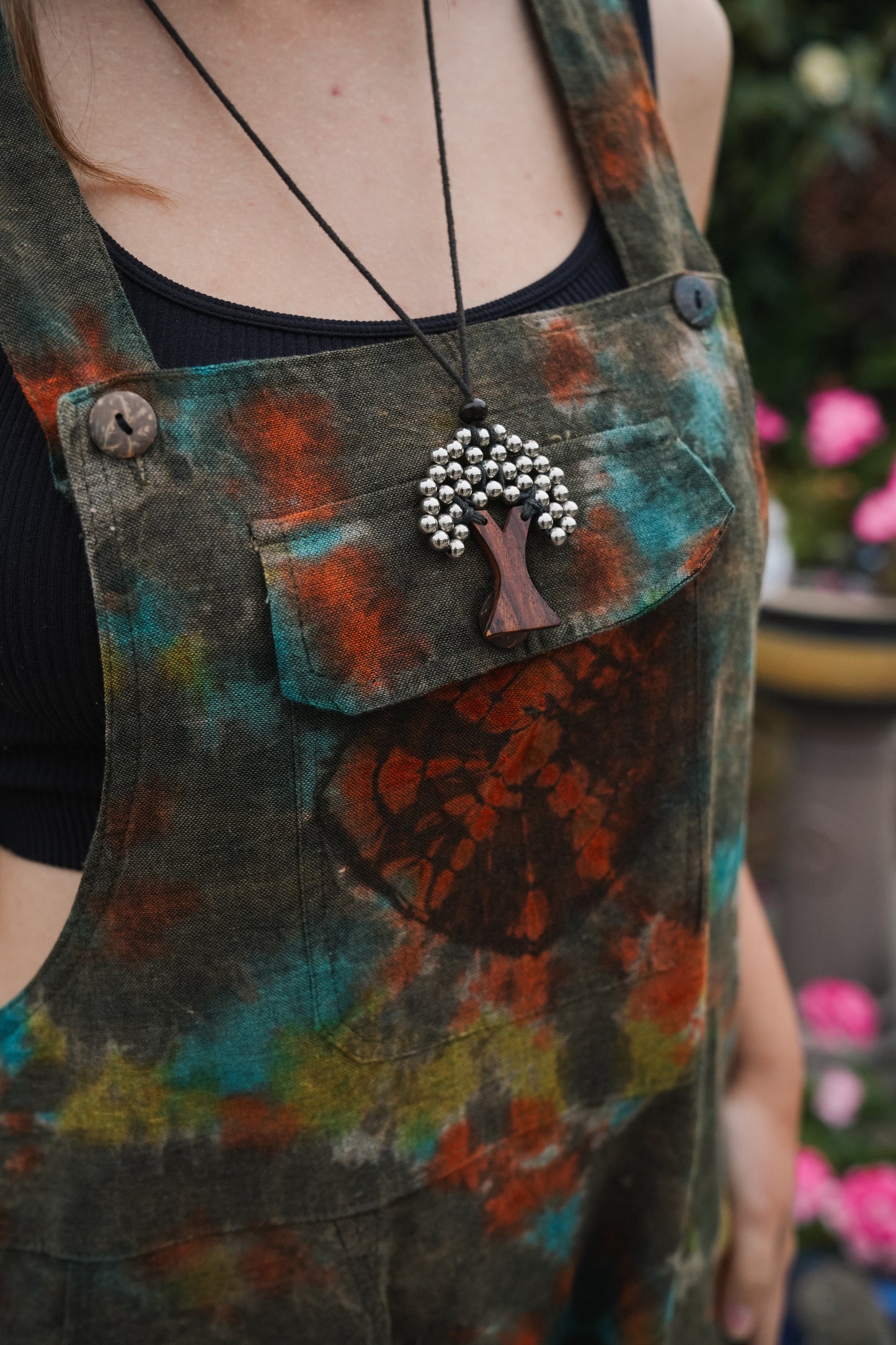 Indian Tie Dye Dungarees Drop Crotch, Stonewashed