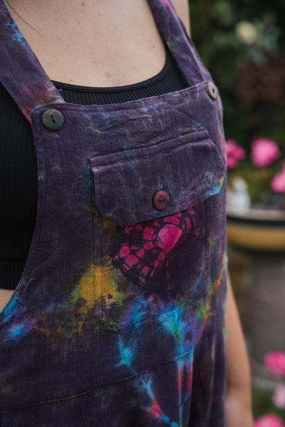 Indian Tie Dye Dungarees Drop Crotch, Stonewashed