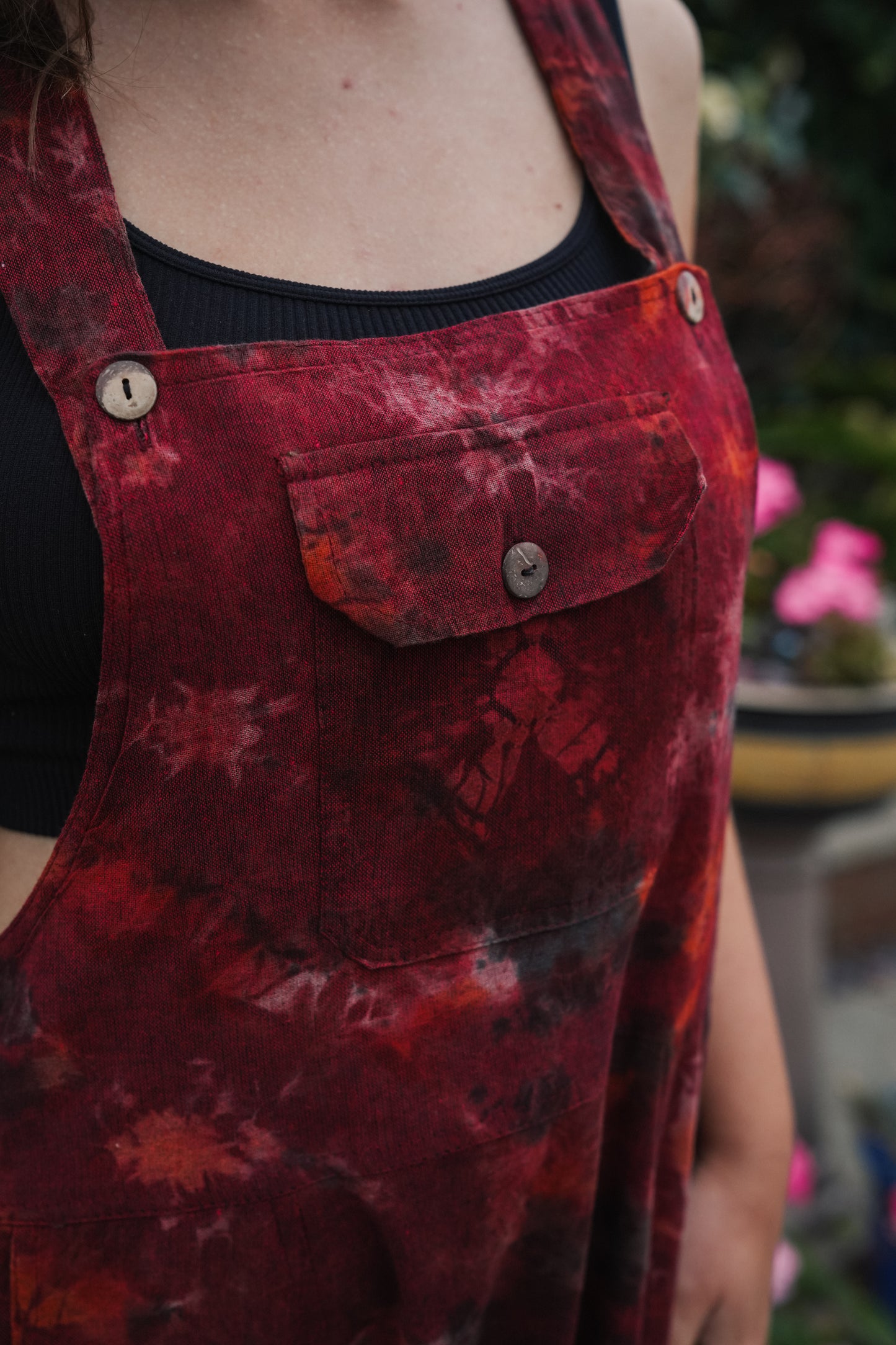 Indian Tie Dye Dungarees Drop Crotch, Stonewashed