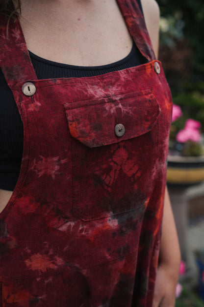 Indian Tie Dye Dungarees Drop Crotch, Stonewashed