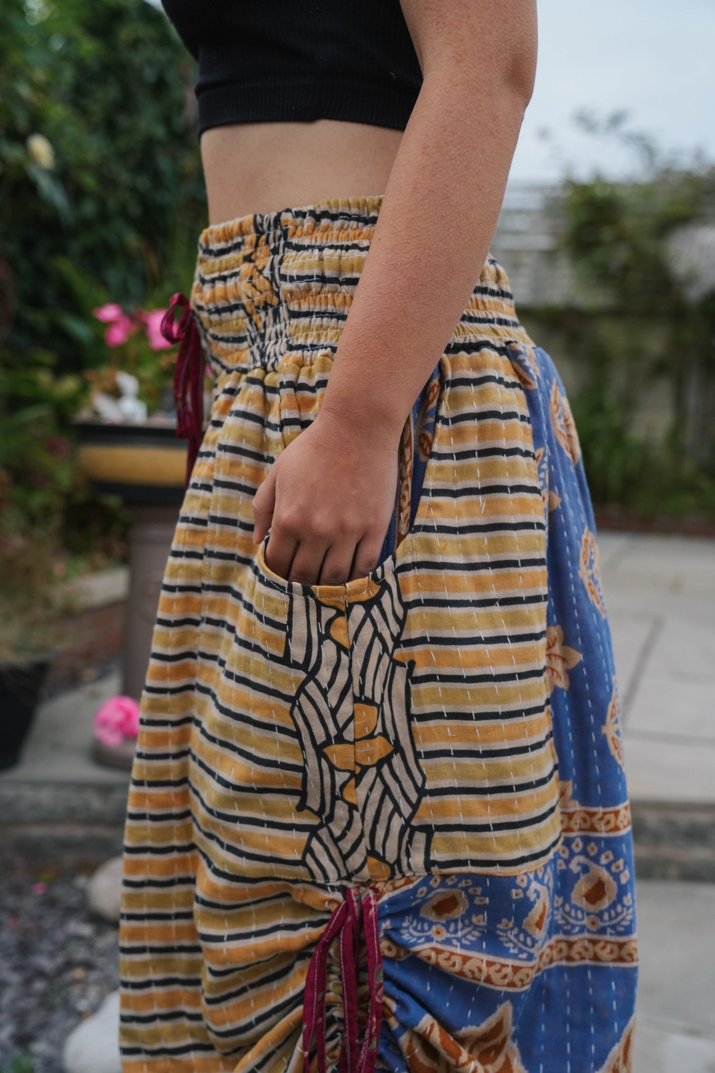 Vintage Kantha Cinched Palazzo Pants