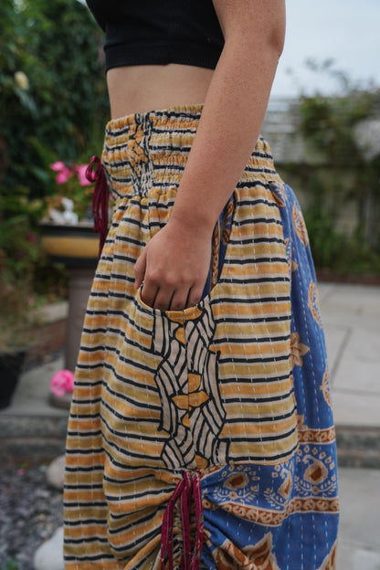 Vintage Kantha Cinched Palazzo Pants