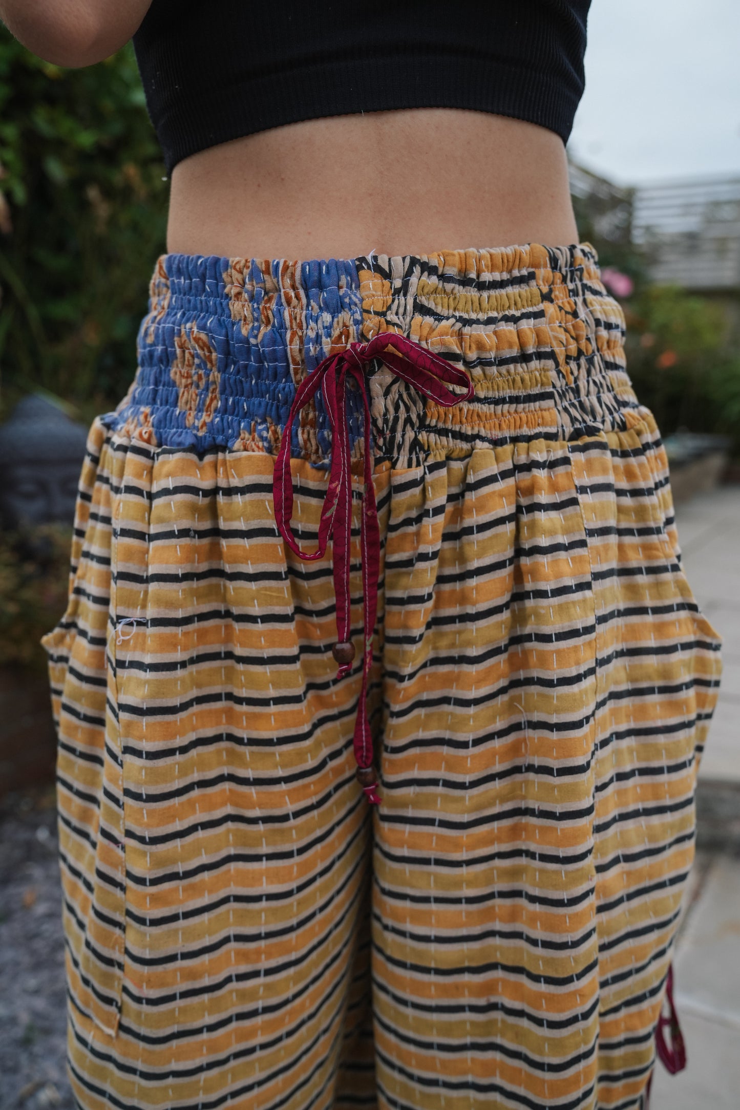 Vintage Kantha Cinched Palazzo Pants
