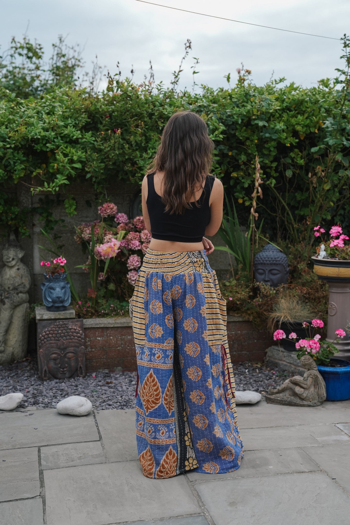Vintage Kantha Cinched Palazzo Pants