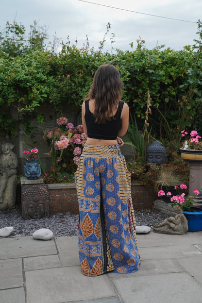 Vintage Kantha Cinched Palazzo Pants